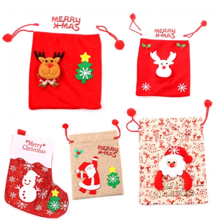 Bolsa En Tela Navidad