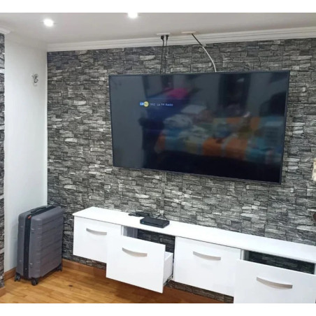 PANEL ADHESIVO 3D PARA PARED PIEDRA GRIS
