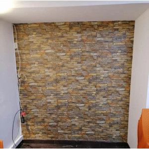 PANEL ADHESIVO 3D PARA PARED PIEDRA NARANJA